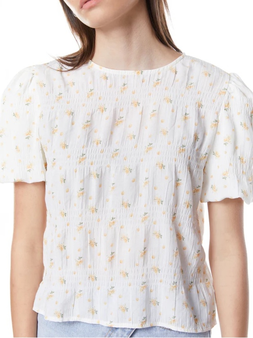 Oak + Fort Crinkle Floral Top Blouse